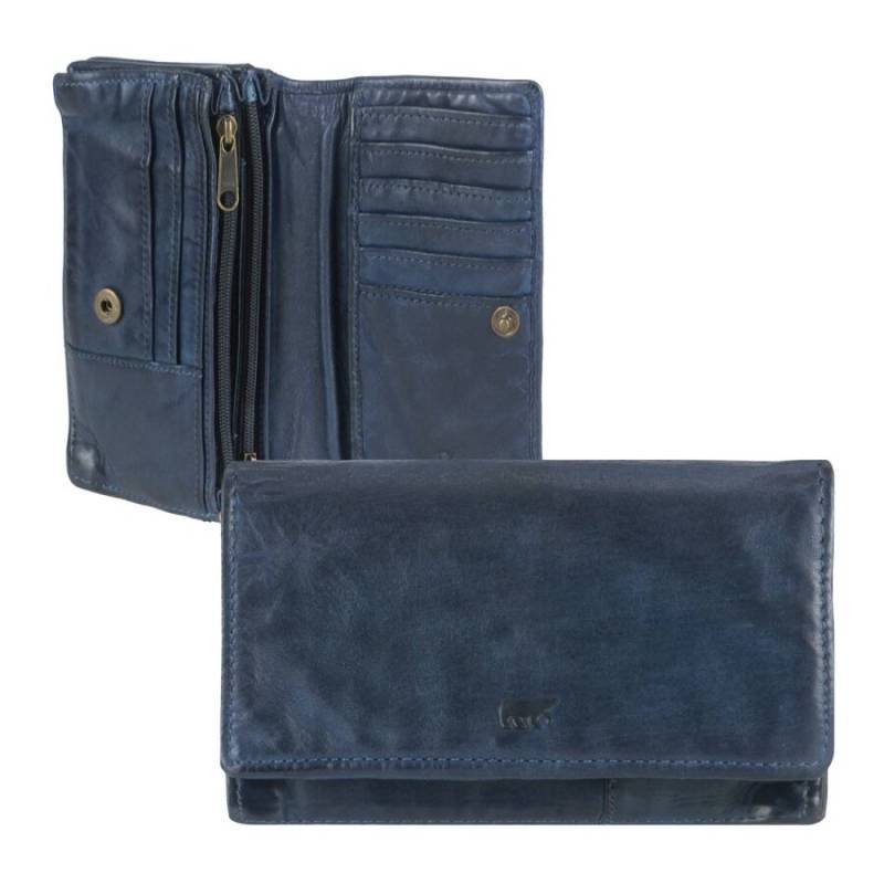 Portemonnaie Leder 15x9cm mit 14 Kartenfächern "Emma" blau Bear Design CL782-blue von Bear Design