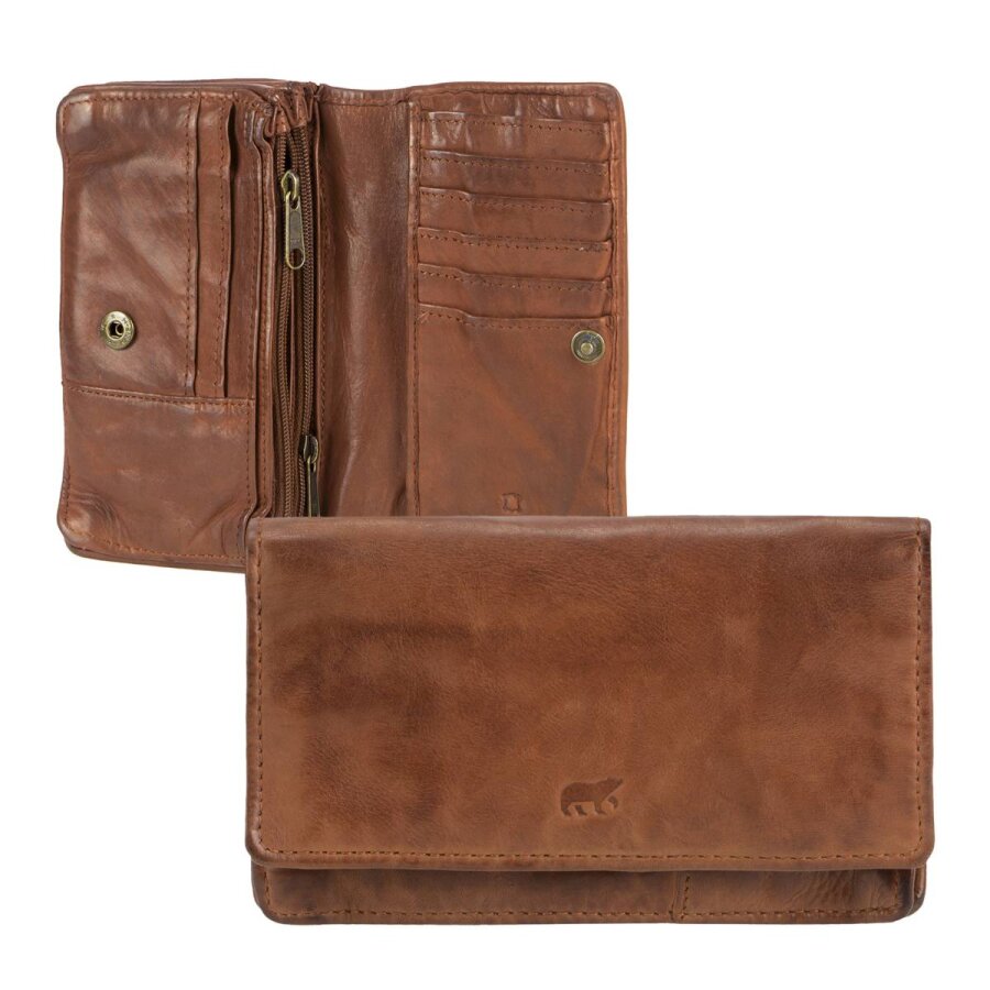 Portemonnaie Leder 15x9cm mit 14 Kartenfächern "Emma" cognac Bear Design CL782-cognac von Bear Design