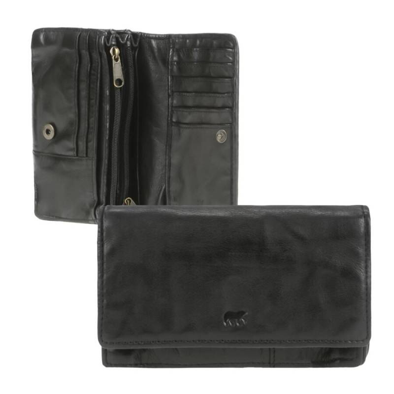 Portemonnaie Leder 15x9cm mit 14 Kartenfächern "Emma" schwarz Bear Design CL782-black von Bear Design