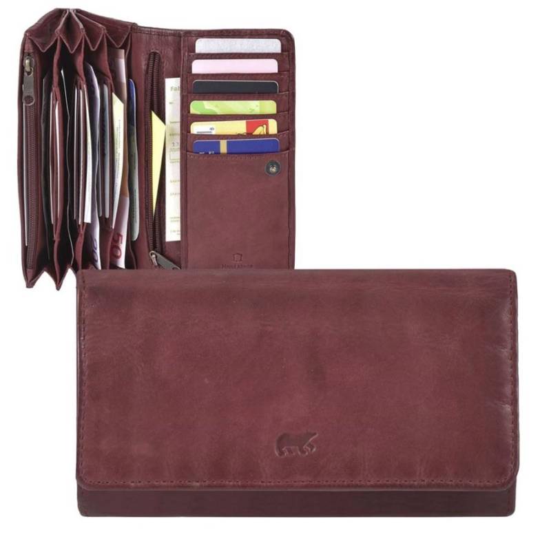 Portemonnaie Leder 17x9cm mit 12 Kartenfächern "Noor" bordeaux Bear Design CL9918-bordeaux von Bear Design