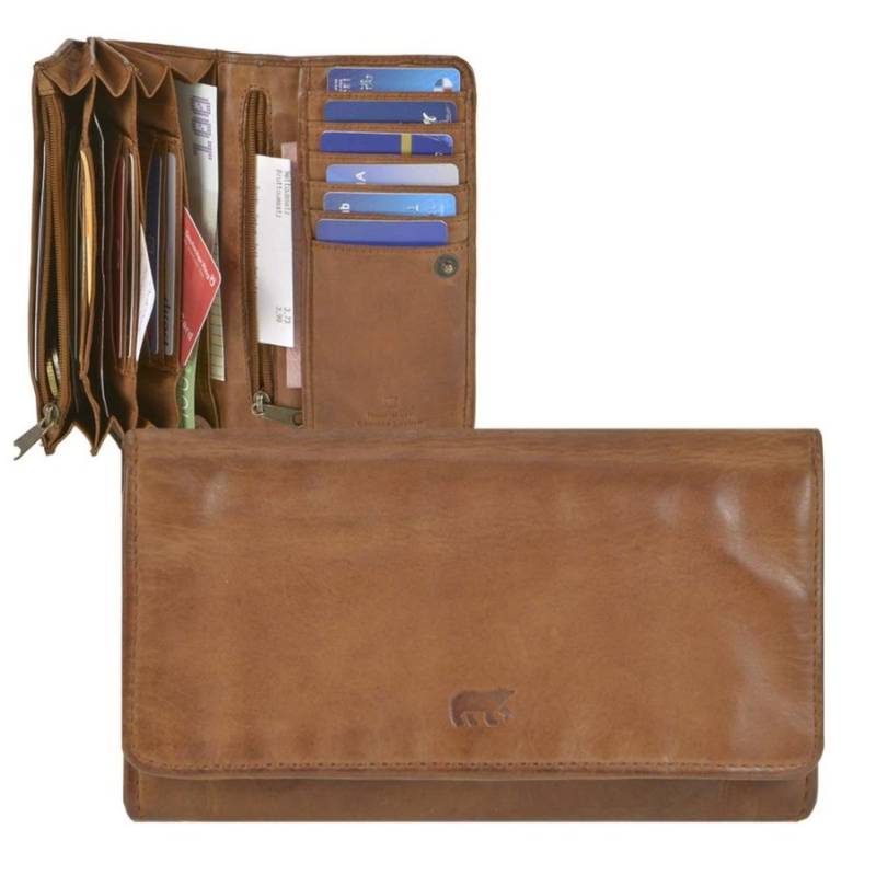 Portemonnaie Leder 17x9cm mit 12 Kartenfächern "Noor" cognac Bear Design CL9918-cognac von Bear Design