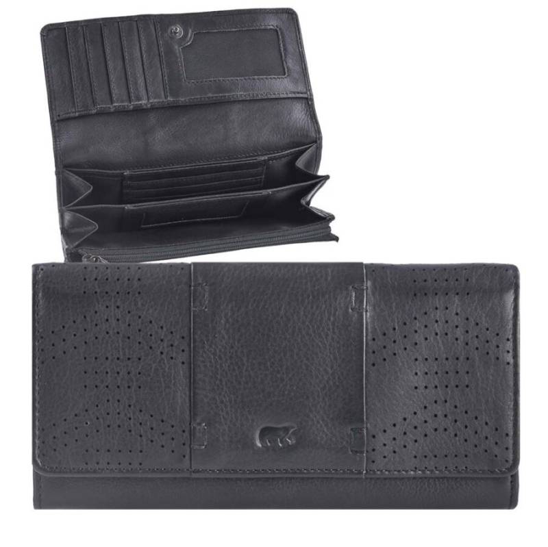 Portemonnaie Leder 19x10cm mit 12 Kartenfächern "Sterre" schwarz Bear Design CL18208-black von Bear Design