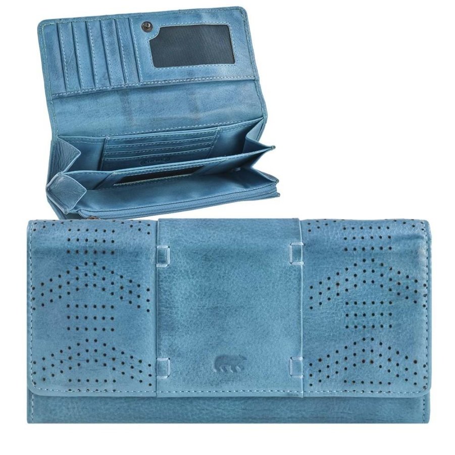 Portemonnaie Leder 19x10cm mit 12 Kartenfächern "Sterre" türkis Bear Design CL18208-aqua von Bear Design