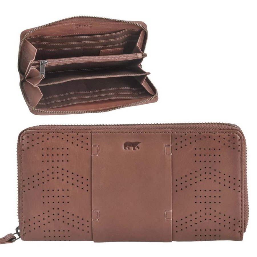 Portemonnaie Leder 20x10cm mit Reißverschluss "Mirte" cognac Bear Design CL18207-cognac von Bear Design