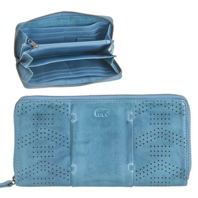 Portemonnaie Leder 20x10cm mit Reißverschluss "Mirte" türkis Bear Design CL18207-aqua von Bear Design