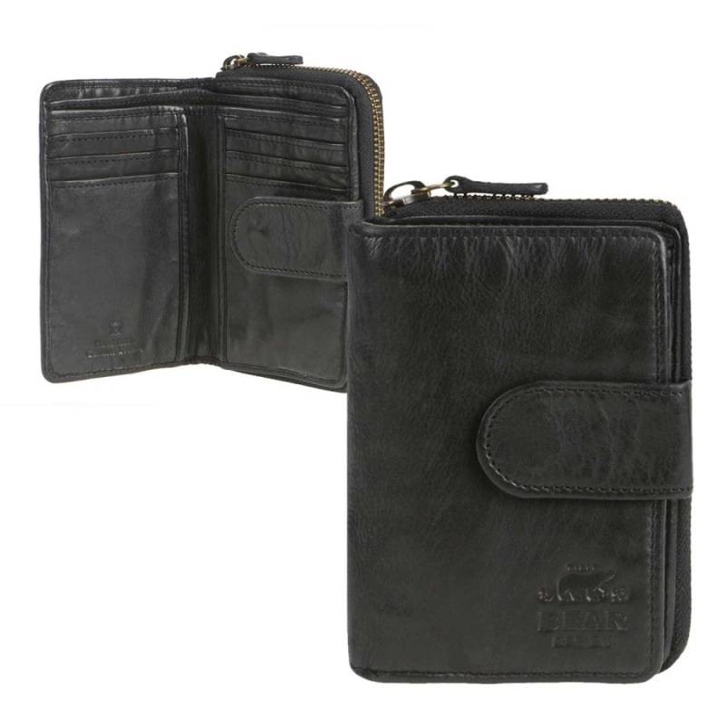 Portemonnaie Leder 9x13cm "Ciro" schwarz Bear Desin CL13550-black von Bear Design