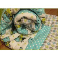Blauer Vogel Baby Quilt Teal Grüne Flanell Decke Für Die Krippe von BearHugBabyQuilts