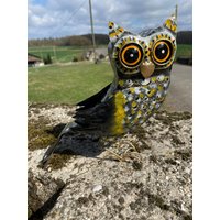 Metall-Eule Als Teelichthalter - 20 cm Hoch, Garten- & Wohn-Deko, Mit Aufklappbarem Flügel von BearLivingShop