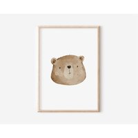 Wandbilder Kinderzimmer Bär A4, A3 | Poster Waldtiere Deko Boho Regenbogen Babyzimmer Wanddeko Kinderposter Baby Geschenk Mädchen Junge von BearNatureDE