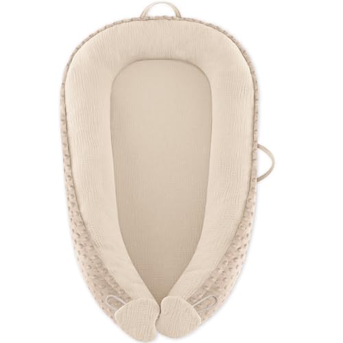 Bearmoss Babynestchen Kuschelnest Neugeborene Multifunktionale für Kinderbett Vielseitiges Tragbar Zweiseitig Babynestchen Bett(Ben Weiß) von Bearmoss