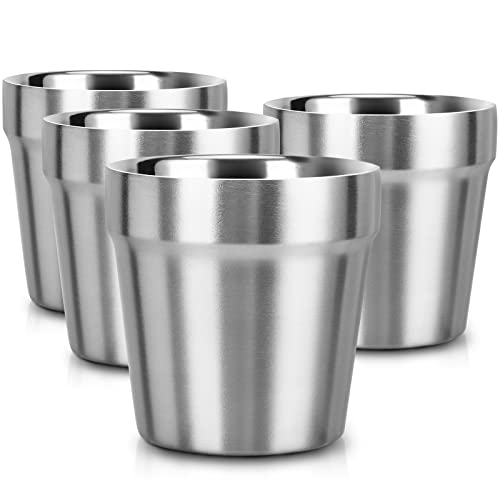 Beasea Mini-Edelstahlbecher, 170 ml, Set mit 4 Metall-Trinkbechern, stapelbare 304 Edelstahlbecher, doppelwandig, klein, isoliert, Trinkbecher, Gläser für Zuhause, Restaurant, Party, Camping von Beasea