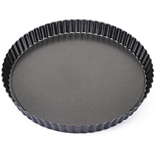 Beasea Tarteform 25,4 cm mit abnehmbarem Boden, antihaftbeschichtet, Quicheform, geriffelter Rand, Tarteform, loser Boden, Karbonstahl, runde Kochpfanne zum Backen von Beasea