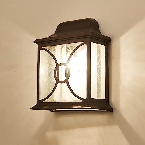 Beasiu-Eletro Retro Außenwandleuchte Wasserdichte Vintage Braun Wand-Außenleuchte IP34 Aluminium und Glas Wand Lampe E27 Industrial Tor Flur Treppe Eingangs Post Leuchte Wandbeleuchtung 21 * 11 * 29 von Beasiu-Eletro