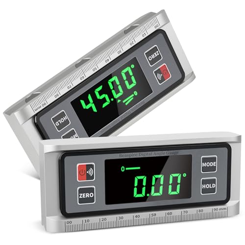 Beaspire Winkelmesser Digital Neigungsmesser mit LED Display, Starke Magnetisch Digitale Wasserwaage Gradmesser mit Batterie, Aluminium Wasserwaage Inklinometer Level Box von Beaspire