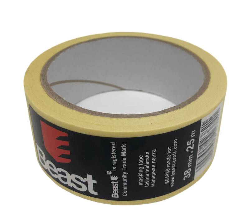 Beast Kreppband Kreppband Malerkrepp Abdeckband 38 mm x 25 m (1-St) einseitig beschichtet von Beast