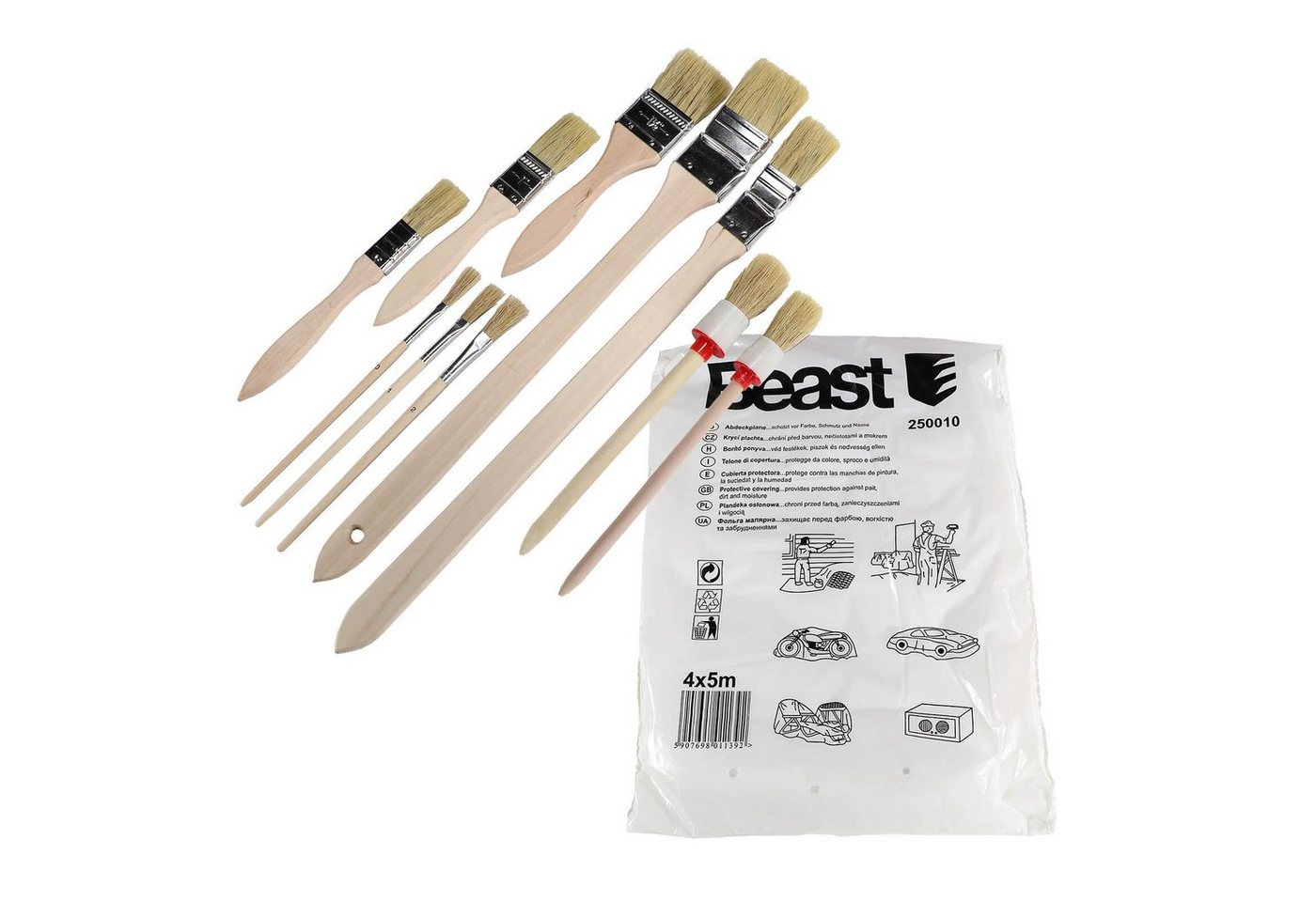 Beast Pinsel Pinsel Set 11 teilig mit Flachpinsel Rundpinsel Heizkörperpinsel + von Beast