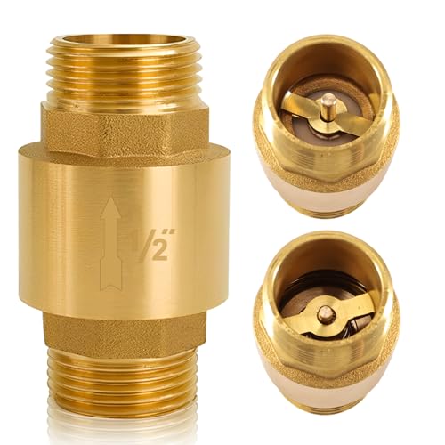 1/2 Zoll Messing Rückschlagventil mit Außengewinde, 1/2" AG x 1/2" AG Vertikales Messing Rückschlagventil, DN15 Rückflussverhinderer Universal mit beidseitigem Außengewinde, Rücklaufventil Wasser von Beatific