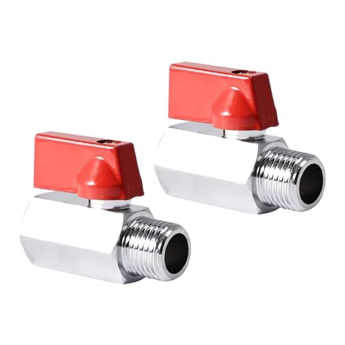 2 Stück 1/2 Zoll Kugelventile, 1/2" AG x 1/2" IG Mini Kugelhahn Absperrhahn, Absperrschalter mit Griff, 1/2 zoll Außengewinde x 1/2 zoll Innengewinde Kugelventile, Ballonhahnschalter DN15 von Beatific