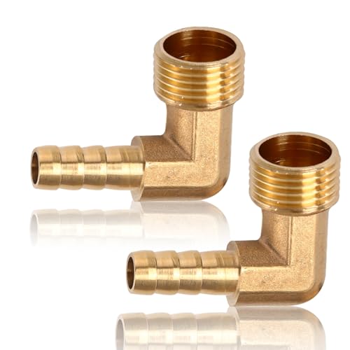 2 Stück 3/8" Messing Winkel 90° Schlauchanschluss, 3/8 Zoll Außengewinde auf 8 mm Barb Kupplung Anschluss für Trinkwasser Geeignet, Sanitär-Anschlussstücke, Zubehör für Wasserschlauch 2 Stück 3/8" Messing Winkel 90° Schlauchanschluss, 3/8 Zoll Außengewinde auf 8 mm Barb Kupplung Anschluss für Trinkwasser Geeignet, Sanitär-Anschlussstücke, Zubehör für Wasserschlauch von Beatific