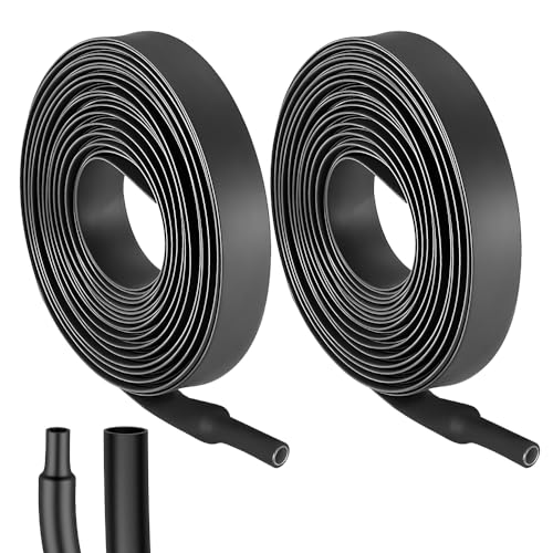 2 Stück 3:1 Schrumpfschläuche, Schrumpfschlauch Ø15mm & 2m Länge, Wasserdichter Isolierband, Schrumpfschlauch mit Kleber, Heat Shrink Tube Schwarz für Kabelisolierung, Markierung, Kabelbündelung von Beatific