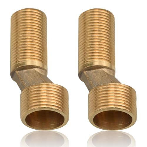 2 Stück Duscharmatur Adapter, 3/4 Zoll Auf 1/2 Zoll Messing Außengewinde S Anschluss Adapter versetzt um 8 mm Länge 70 mm, Verstellbarer Schwenkarm Verbindungsstück Exzenter für Wandarmaturen von Beatific