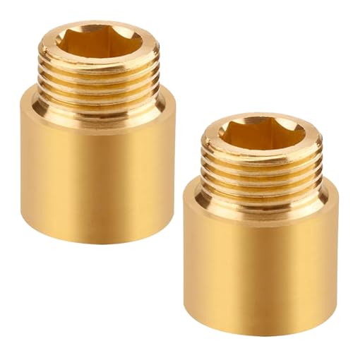 2 Stück Messing Hahnverlängerung 1/2 Zoll x 25 mm, DN15 Gewindeverlängerung, 1/2" IG x 1/2" AG, 25MM Messing Verlängerung Fitting, Anschluß Verlängerung für Trinkwasser und Heizung Installation von Beatific