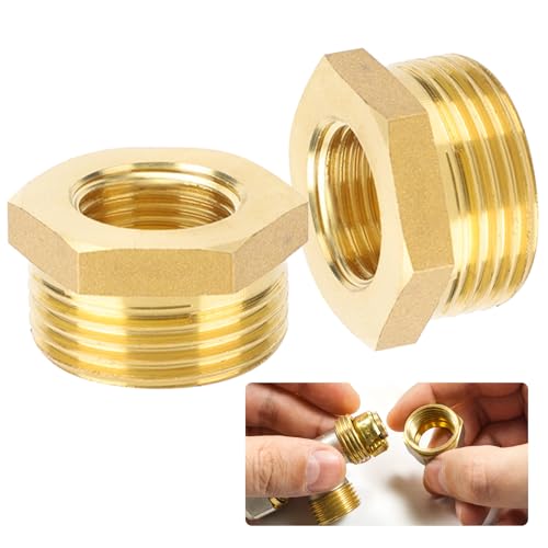 2 Stück Messing Reduzierstück AG 3/4 Zoll auf IG 1/2 Zoll, Messing Reduzierstück Außengewinde auf Innengewinde Nippel, Gewindefitting für Wasserleitungen (3/4" auf 1/2") von Beatific