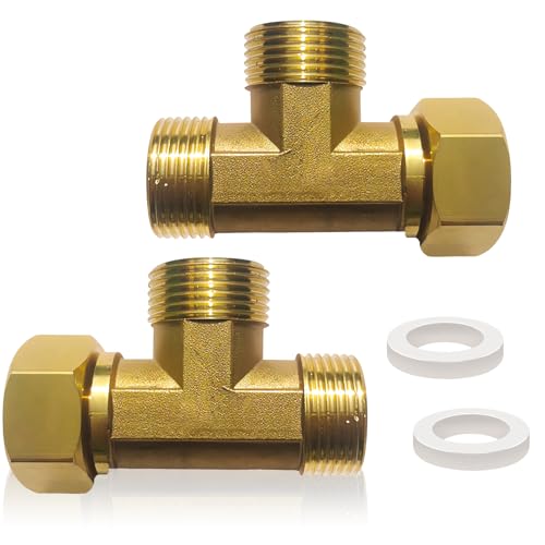 2 Stück Messing T-Stück Schwenkrohrverschraubung 3/4”, Messing T-Stück 3/4 Zoll, AGxAGxIG T-stück Wasseranschluss DN20, 3-Wege-T-Verbindungsstück Kupplung für Klimaanlage, Kälteanlage, Sanitär von Beatific