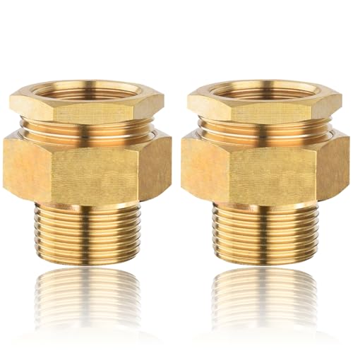 2 Stück Messing Verschraubung 1 Zoll, 1" AG x 1" IG Messing Gewindefittings, G1 Messing Fitting Verschraubung, Verschraubung Konischdichtend mit Außengewinde, DN25 Rohrverschraubung Gewindefitting von Beatific