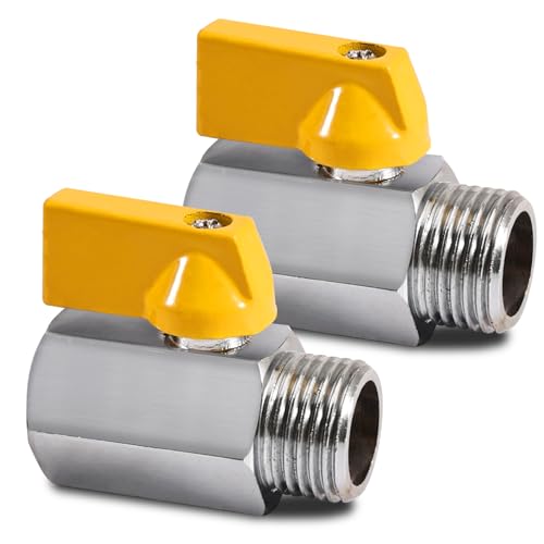 2 Stück Mini Kugelhahn 3/8 Zoll, 3/8" AG x 3/8" IG Kugelventile, G3/8 Zoll Messing Mini Kugelhahn Absperrhahn, Absperrschalter mit Gelb Griff, Ballonhahnschalter DN10, für Wasser Öl Gas 2 Stück Mini Kugelhahn 3/8 Zoll, 3/8" AG x 3/8" IG Kugelventile, G3/8 Zoll Messing Mini Kugelhahn Absperrhahn, Absperrschalter mit Gelb Griff, Ballonhahnschalter DN10, für Wasser Öl Gas von Beatific