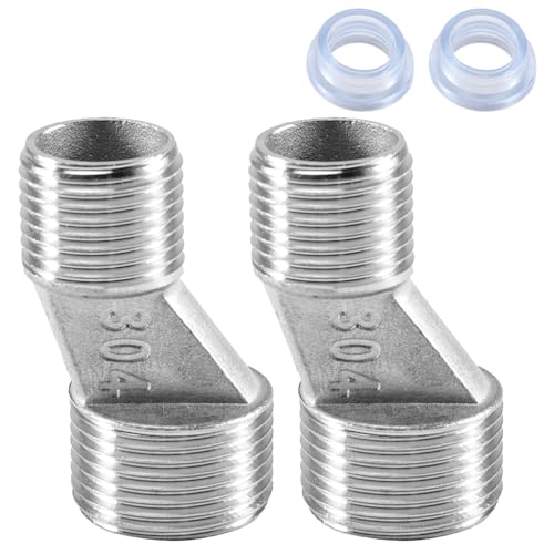 2 Stück S-Anschluss Adapter, 3/4 Zoll x 1/2 Zoll Außengewinde, Edelstahl Verbindungsstück Exzenter für Wandarmaturen,versetzt um 10 mm, 3/4" AG x 1/2" AG von Beatific