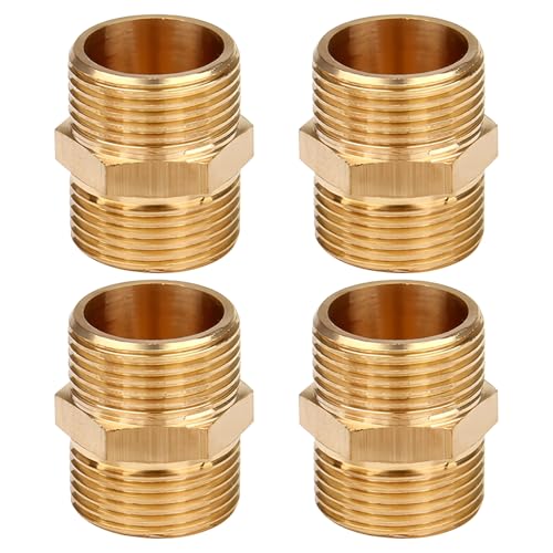 4 Stück 3/4 Zoll Doppelnippel, 3/4" AG/AG Messing Verbindungsstück Sechskant Außengewinde, Doppelnippel Messing Fittings für Heizung Trinkwasseranlage geeignet,Sanitär und Heimwerkerprojekte von Beatific