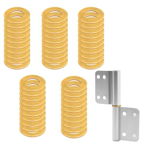 50 Stück M3 Messing Flach Unterlegscheiben, M3x7x0,5mm Messing Dichtung Unterlegscheibe, Fitschenringe Zimmertüren Unterlegscheiben Türscharnier Montageringe, O Ring Distanzscheiben für Schrauben von Beatific