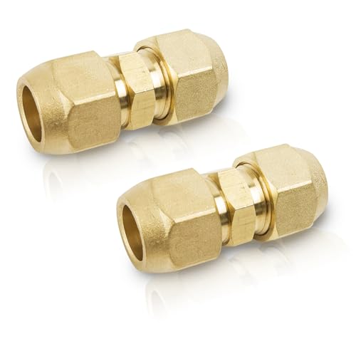 2 Stück 3/8" Klimaanlagen-Kupferrohrverlängerung, 3/8 Zoll Doppelnippel für Kupferrohre, Kein Schweißen Erforderlich Doppelmutter Set, Muttern Rohrverschraubung, Klimaanlagen Zubehör von Beatific