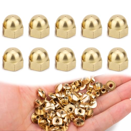 Beatific 30 Stück M4 Messing Sechskant Hutmutter, Messing Kuppelkopf Kappen, Gewindestange & Gewindebolzen, Sechskant Hutmuttern Kuppelkopf für Schutz Im Innen und Außenbereich von Beatific