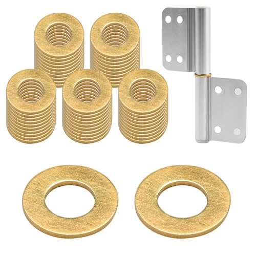 M5 Messing Flach Unterlegscheiben, 50 Stück Fitschenringe Zimmertüren Unterlegscheiben Türscharnier Montageringe, M5 x 10 x 1 mm Messing Flach Sicherungsscheiben für Schrauben & Muttern von Beatific