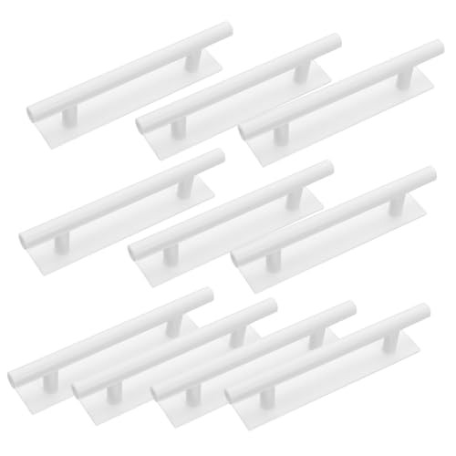 Beatifufu 10 Stück Selbstklebende Möbelschrankgriffe ohne Bohren Starke Haftung Modernes Design Vielseitig für Küche Bad Kleiderschrank Einfache Montage Weiße Oberfläche von Beatifufu