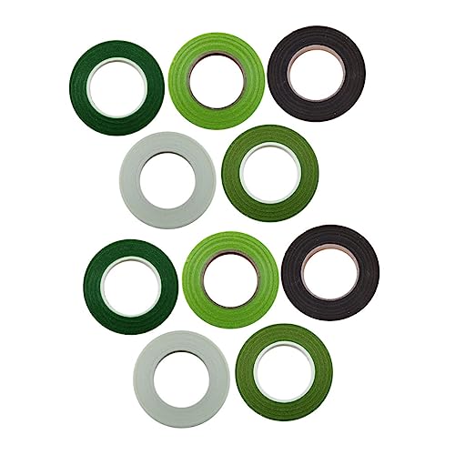 Beatifufu 10 Stück Teiliges DIY Blumenstiel Klebeband Selbstklebendes Floristenpapier in Grüntönen und Braun für Blumenarrangements Straußbindung Geschenkverpackung und Bastelprojekte von Beatifufu