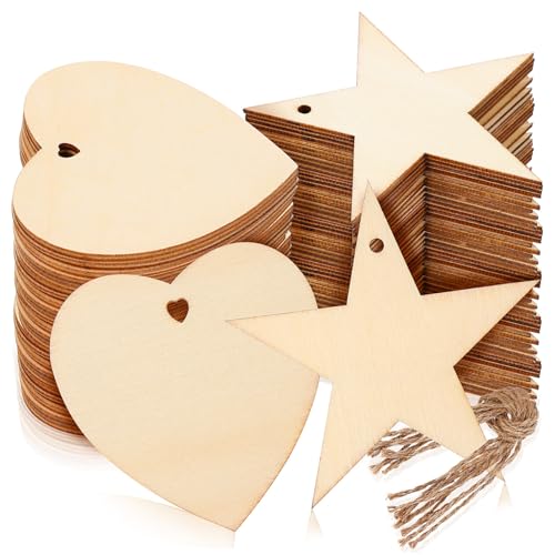 Beatifufu 100 Stück Teiliges Holzanhänger mit Stern Herzformen Blanko Holzetiketten mit Vorgebohrten Löchern Glatte Oberfläche Vielseitig zum Basteln Personalisierbar Holzdeko für Beatifufu 100 Stück Teiliges Holzanhänger mit Stern Herzformen Blanko Holzetiketten mit Vorgebohrten Löchern Glatte Oberfläche Vielseitig zum Basteln Personalisierbar Holzdeko für von Beatifufu