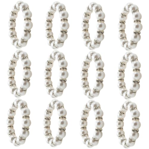 Beatifufu 12 Stück Teiliges Perlen serviettenringe Handgefertigt mit Perlen und Strass Elegante Serviettenhalter für Hochzeit Party und Stilvolle Tischdekoration von Beatifufu