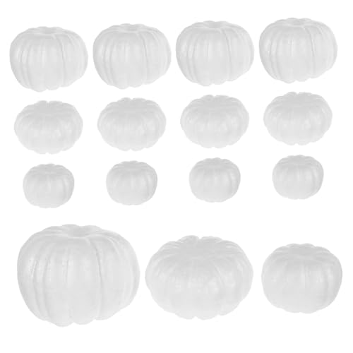 Beatifufu 15 Stück Teiliges DIY Bastelset Weiße Schaumstoffkürbisse Glatte Oberfläche Bemalbar Vielseitig für Halloween Erntedankfest Herbstdekoration Schule Party Herbst Bastelbedarf von Beatifufu