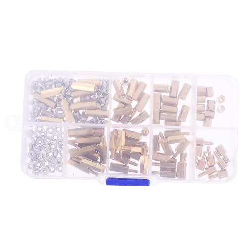Beatifufu 180 Stück Teiliges Messing Abstandshalter Set Sechskant Gewindespindel mit Mutter für Leiterplatten Montage Rostfrei Hohe Härte mit Transparenter Aufbewahrungsbox Geeignet für Pcb von Beatifufu