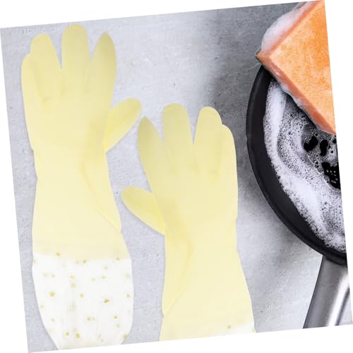 Beatifufu 2 Paare Wiederverwendbare Rutschfeste Gummi spülhandschuhe Lang Ergonomisch Geformt Robust für Küchen Haushaltsreinigung Gelbe Reinigungshandschuhe für Geschirr und Gemüse von Beatifufu