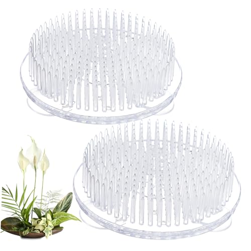 Beatifufu 2 STK. Saugnapf Blumenfrosch mit Saugnäpfen Transparenter Runder Kunststoff Blumenhalter Stabiler Blumenarrangement Halter Vielseitiges Steckgitter für Vase und Pflanzendekoration von Beatifufu