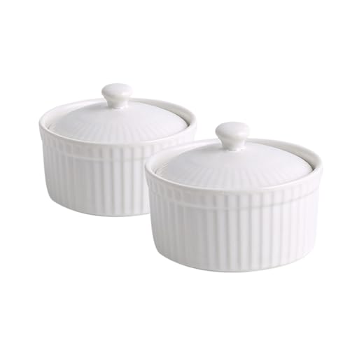 Beatifufu 2 STÜCK Keramik Backschalen Kleine Runde Auflaufformen für Dessert Pudding Gebäck Hitzebeständig Antihaftbeschichtet Leicht zu Reinigen Vielseitig für Ofen und Dampfgarer Geeignet von Beatifufu