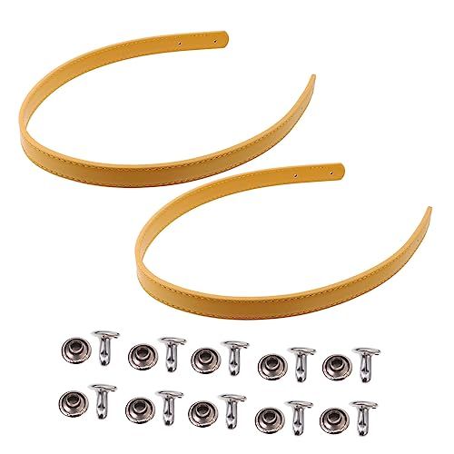 Beatifufu 2 Satz PU Ledertaschenhenkel Ersatzriemen mit Nieten Gelb Strapazierfähiger DIY PU Ledergurt für Handtaschen Modische Tragegriffe zum Austauschen und Gestalten von Shoppern von Beatifufu