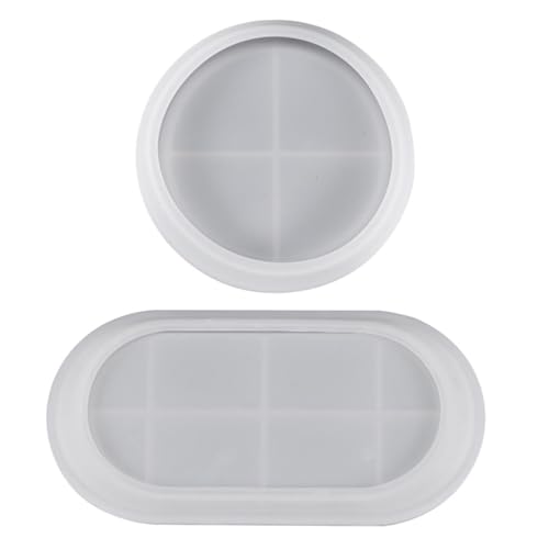 Beatifufu 2 Stück Aufbewahrungstablett Form Rundes Serviertablett Silikon Rundes Tablett Durchsichtiges Tablett Backen Servierplatte Ovales DIY Form von Beatifufu