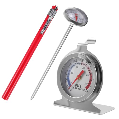 Beatifufu 2 Stück Bbq Thermometer Teiliges Edelstahl Küchen Ofen Thermometer mit Sonde Schnelles Ablesen Geeignet für Grill Braten Geflügel Kaffee Getränke Präzise Temperaturmessung von Beatifufu