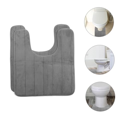 Beatifufu 2 Stück Langsam Zurückspringende U Förmige Wc Matte Rutschfester Saugfähiger Badezimmerteppich Waschbar Sicher für Glatte Böden und Toilettenbereiche Dunkelgrau von Beatifufu