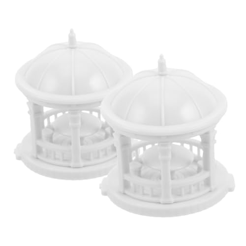 Beatifufu 2 Stück Miniatur Pavillon Europäischer Runder Gartenpavillon DIY Modell für Puppenhaus Bonsai Tischdekoration Micro Landschaft Ornament von Beatifufu
